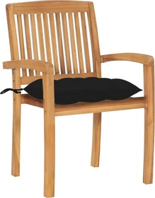 vidaXL Teak Stapelsessel schwarz, 2 Stück
