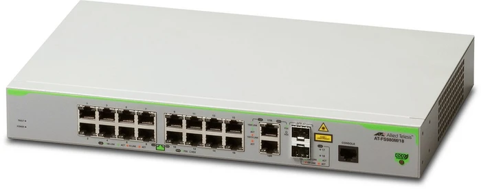 Allied Telesis CentreCOM FS980M Desktop Managed Switch, 16x RJ-45, 2x RJ-45/SFP