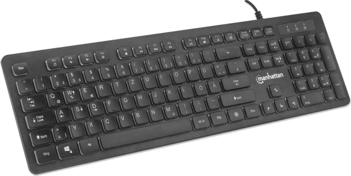 Manhattan Ultraflache Gaming-Tastatur, LEDs RGB, schwarz, USB, DE