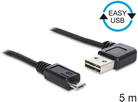 DeLOCK EASY-USB 2.0 Kabel, USB-A 90° horizontal gewinkelt [Stecker] auf Micro-B [Stecker], 5m (83385)