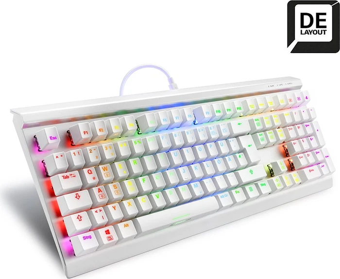 Sharkoon Skiller SGK40 White, LEDs RGB, Huano RED, USB, DE