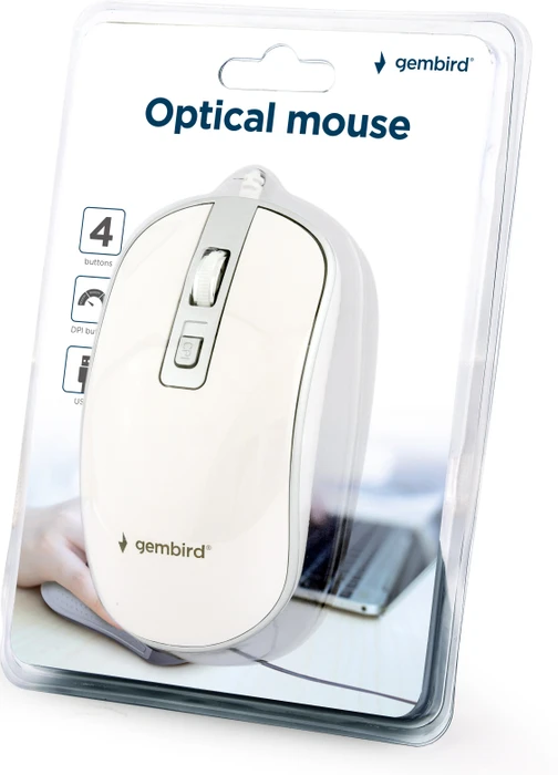 Gembird Optical Mouse 4B-06 weiß/silber, USB