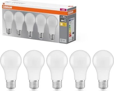 Osram Ledvance LED Base Classic A60 E27 9W/827, 5 Stück