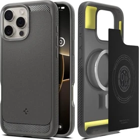 Spigen Rugged Armor (MagFit) für Apple iPhone 16 Pro grau