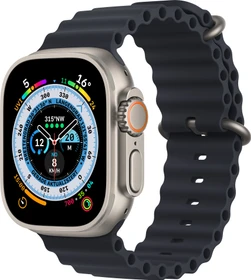 Apple Watch Ultra mit Ocean Armband Mitternacht