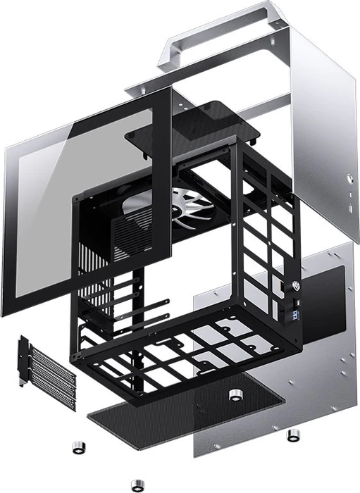 Jonsbo T8 PLUS Silver, silber, Glasfenster, Mini-ITX