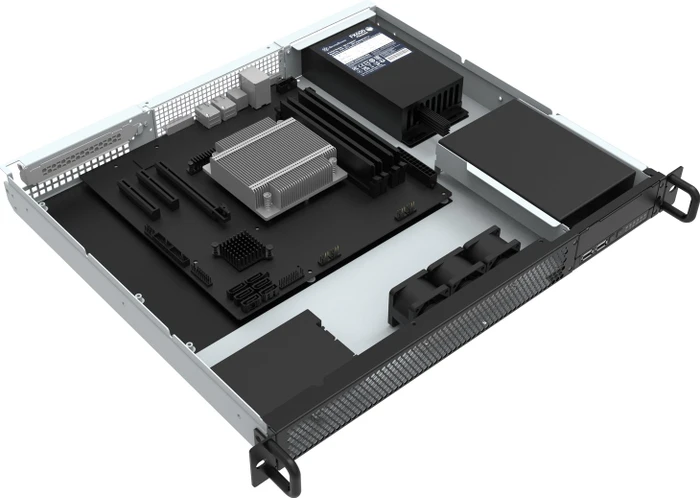 SilverStone RM100, Rackmount Storage, schwarz/grau, 1HE, Flex-ATX