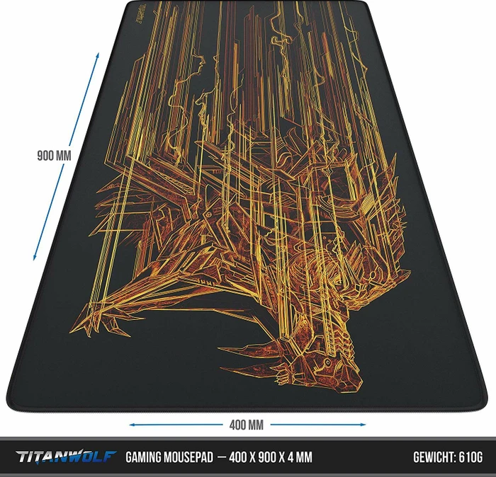 Titanwolf Orange Lightning XXL Speed Gaming-Mauspad, schwarz/orange
