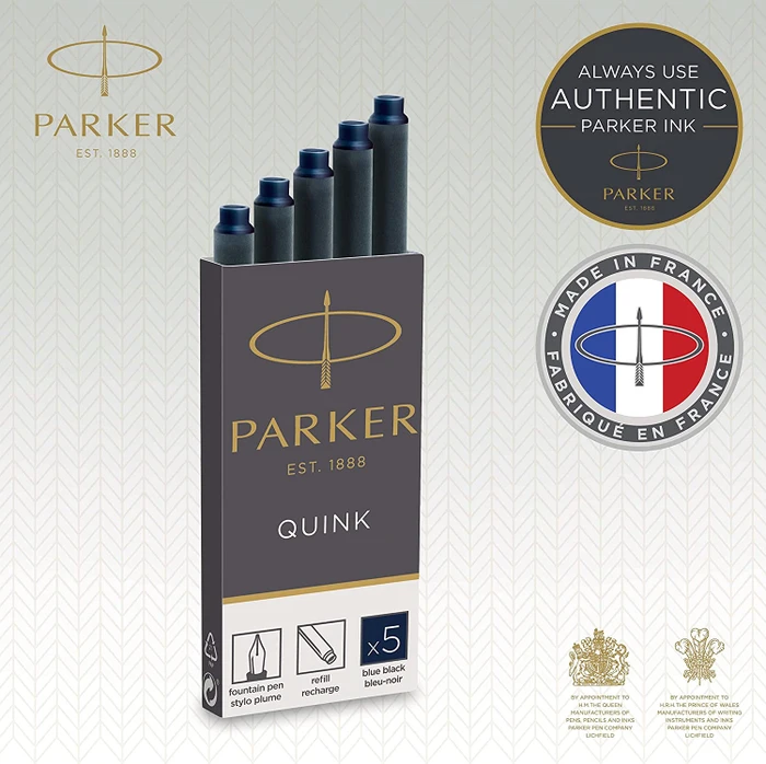 Parker Quink Großraum-Tintenpatrone blauschwarz, 5er-Pack