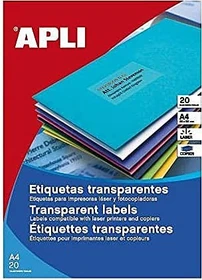 APLI Etiketten, 210x297mm, wetterfest, transparent, matt, 20 Blatt (20 Etiketten)