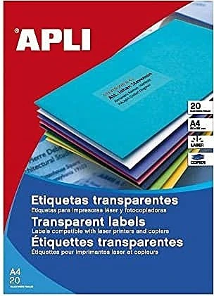 APLI Etiketten, 210x297mm, wetterfest, transparent, matt, 20 Blatt (20 Etiketten)