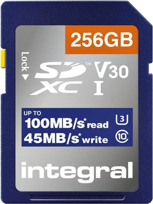Integral High Speed R100/W45 256GB, UHS-I U3, Class 10