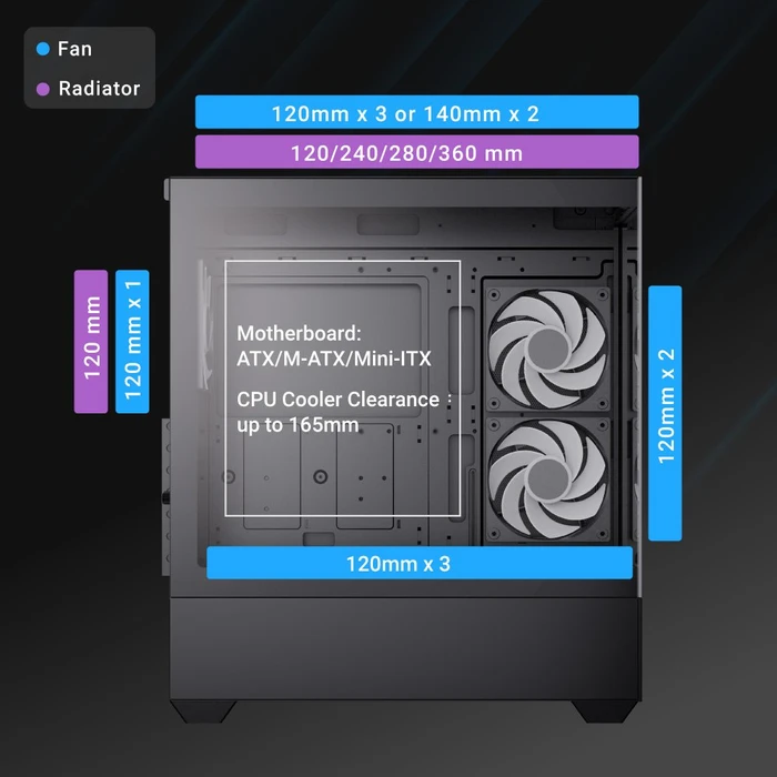 AeroCool P500D Black, Glasfenster