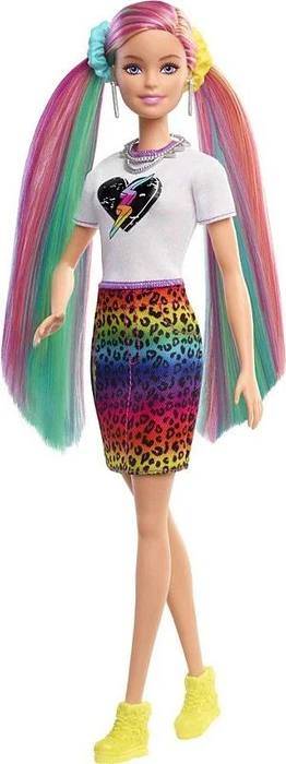 Mattel Barbie - Leoparden Regenbogen-Haar Puppe