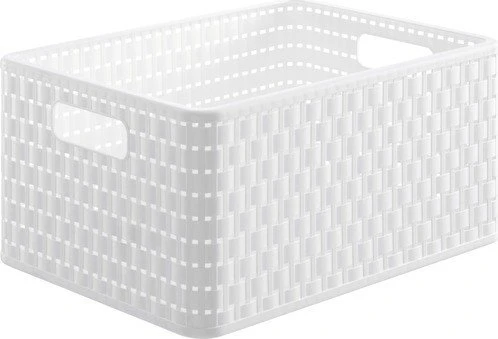 Rotho Country Rattan Aufbewahrungsbox, 18l, weiß