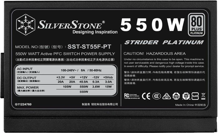 SilverStone Strider Platinum PT Series 550W, ATX 2.4