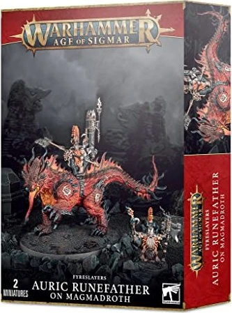 Games Workshop Warhammer Age of Sigmar - Fyreslayers - Auric Runefather on Magmadroth