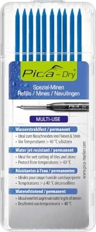 Pica-Marker Dry Set wasserstrahlfest Bleistiftmine 2.8mm blau, 10er-Pack