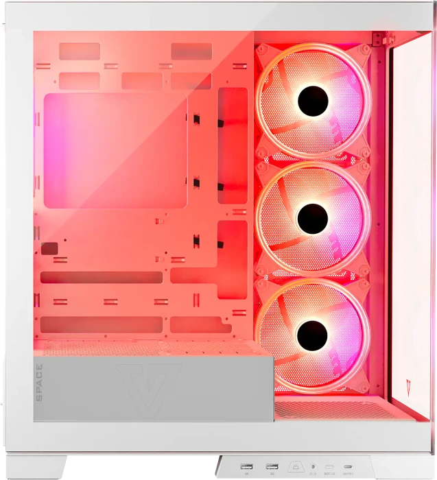 Modecom Volcano Space Apex ARGB Midi White, weiß, Glasfenster