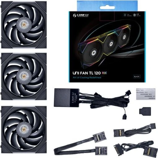 Lian Li Uni Fan TL 120 RGB, schwarz, LED-Steuerung, 120mm, 3er-Pack