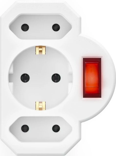 Hama Adapterstecker mit Schalter, 3-fach, 1x Schuko, 2x Euro, weiß