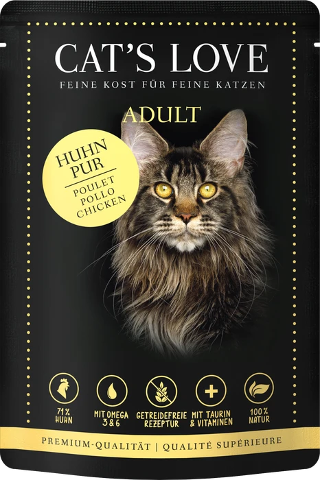 Cat's Love Huhn Pur mit Leinöl und Brennnessel, 85g