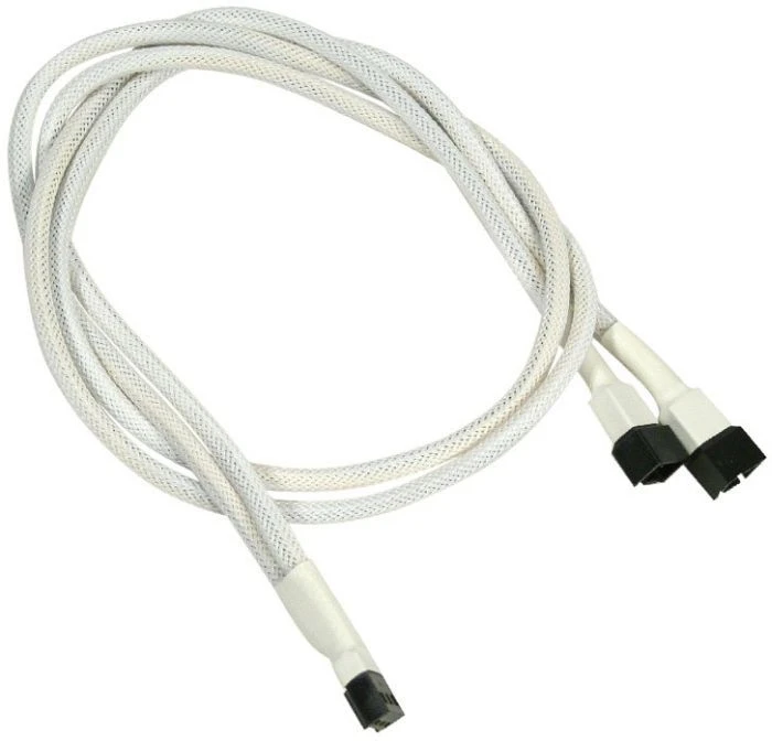 Nanoxia 3-Pin auf 2x 3-Pin Verteiler, sleeved, 60cm, weiß