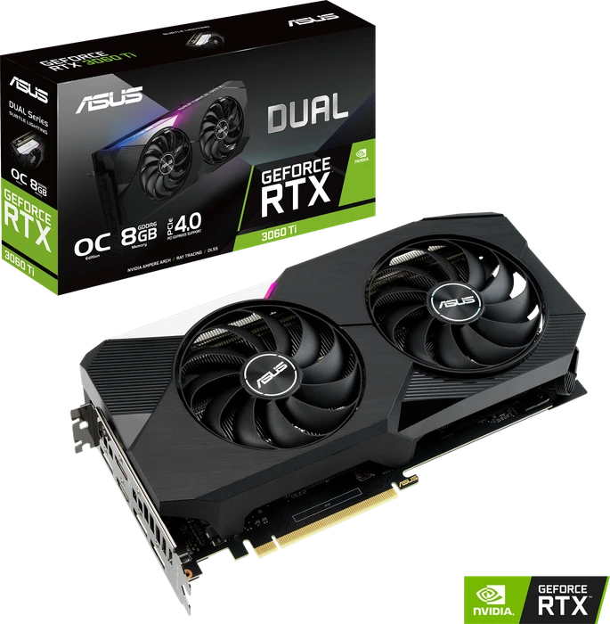 ASUS Dual GeForce RTX 3060 Ti OC, DUAL-RTX3060TI-O8G, 8GB GDDR6, 2x HDMI, 3x DP
