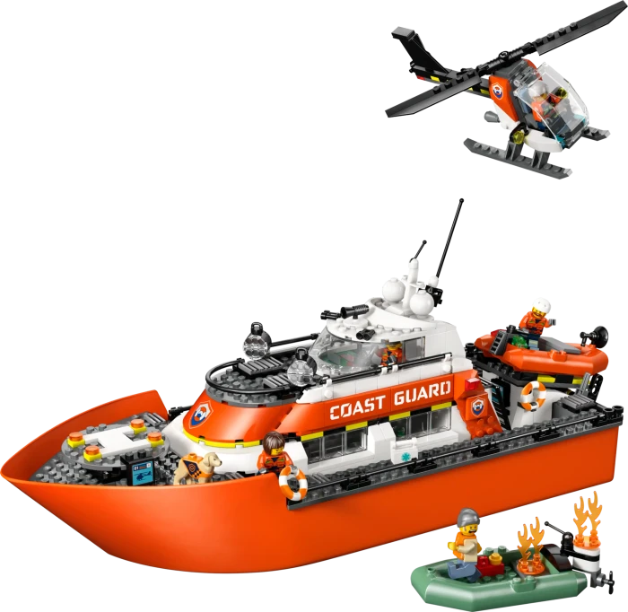 LEGO City - Rettungsboot der Küstenwache mit Hubschrauber