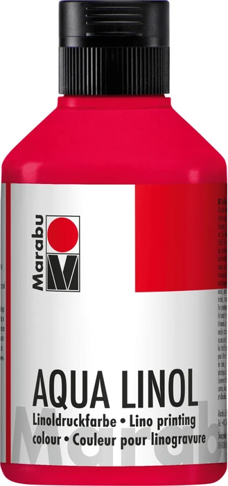 Marabu Aqua Linoldruckfarbe, karminrot, 250ml
