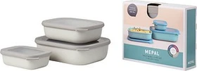 Mepal Multischüssel Cirqula rechteckig flach Aufbewahrungsbehälter-Set nordic white, 3-tlg.