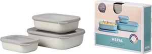 Mepal Multischüssel Cirqula rechteckig flach Aufbewahrungsbehälter-Set nordic white, 3-tlg.