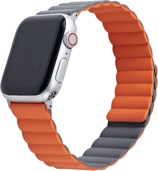 ISY Ersatzband Silikon ISB-2006 für Apple Watch 42mm/44mm/45mm/49mm dunkelgrau/dunkelorange