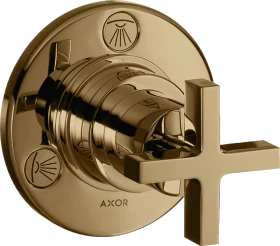 Hansgrohe Axor Citterio Ab- und Umstellventil Trio/ Quattro Unterputz mit Kreuzgriff polished bronze
