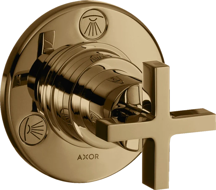 Hansgrohe Axor Citterio Ab- und Umstellventil Trio/ Quattro Unterputz mit Kreuzgriff polished bronze