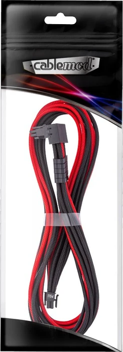 CableMod C-Series Pro ModMesh, 12V-2x6 Kabel, StealthSense, Corsair Type 5, 16-Pin PCIe Stecker auf 16-Pin PCIe 5.1 12V-2x6 Stecker, Adapterkabel, 90°, schwarz/rot, 65cm