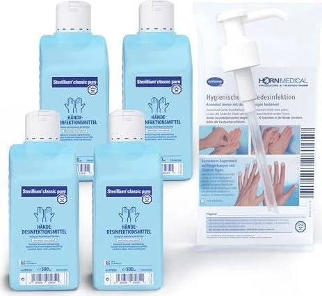 Hartmann Sterillium Classic Pure Handdesinfektionsmittel + Dosierpumpe, 2l (4x 500ml)