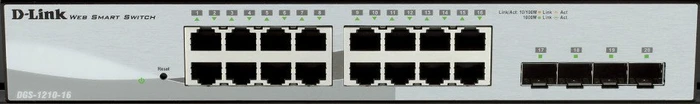D-Link DGS-1210 Desktop Gigabit Smart Switch, 16x RJ-45, 4x SFP