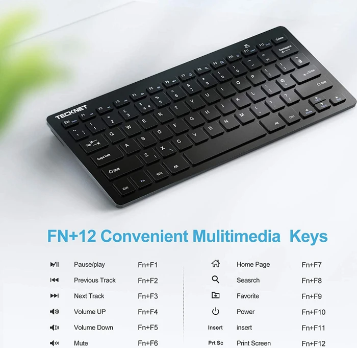 TeckNet Slim Portable Wireless Keyboard, USB, DE