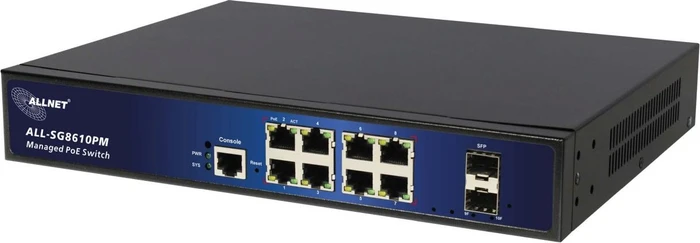 Allnet SG86 Rackmount Gigabit Managed Switch, 8x RJ-45, 2x SFP, 130W PoE+