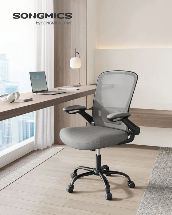 Songmics Bürostuhl ergonomisch mit Amrlehnen, taubengrau