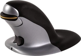 Fellowes Penguin beidhändige vertikale Maus, kabellos, Größe L, schwarz/silber, USB (9894501)