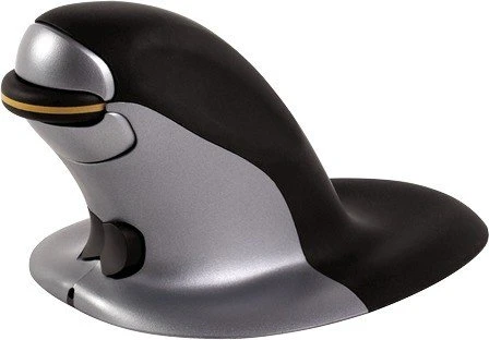 Fellowes Penguin beidhändige vertikale Maus, kabellos, Größe L, schwarz/silber, USB