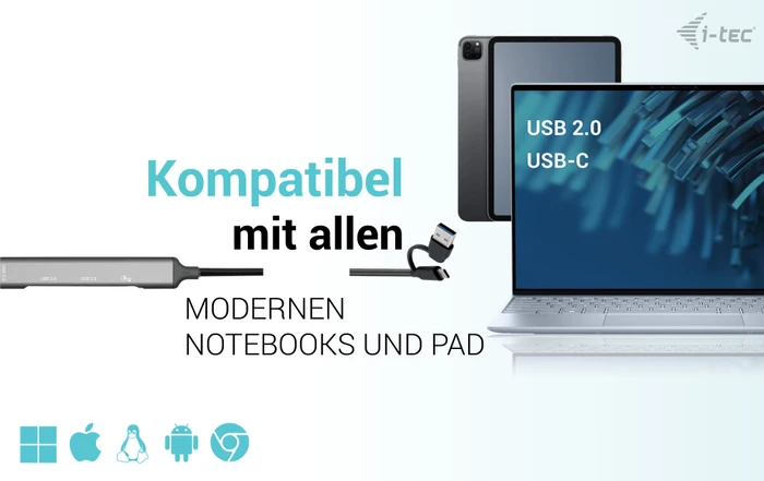 i-tec USB-C/-A Metal HUB, USB-C/USB-A 3.0 [Stecker]