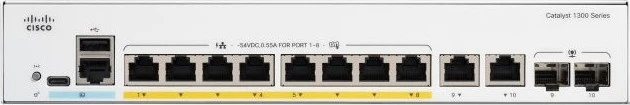 Cisco Catalyst 1300 Rackmount Gigabit Managed Switch, 8x RJ-45, 2x RJ-45/SFP, 120W PoE+