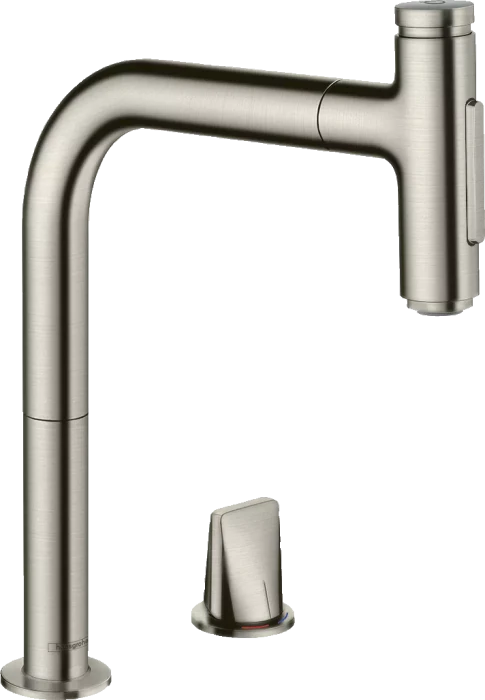 Hansgrohe Metris Select M71 200 2jet ausziehbar mit Schlauchbox edelstahl finish