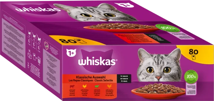 Whiskas Klassische Auswahl in Sauce Multipack, 6.80kg (80x 85g)