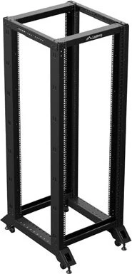 Lanberg Open Rack Series 19" Open Frame Rack 32HE, 4-Pfosten, mit Rollen, Flat Pack, tiefenverstellbar, 430-590mm, RAL 9004, 800mm tief