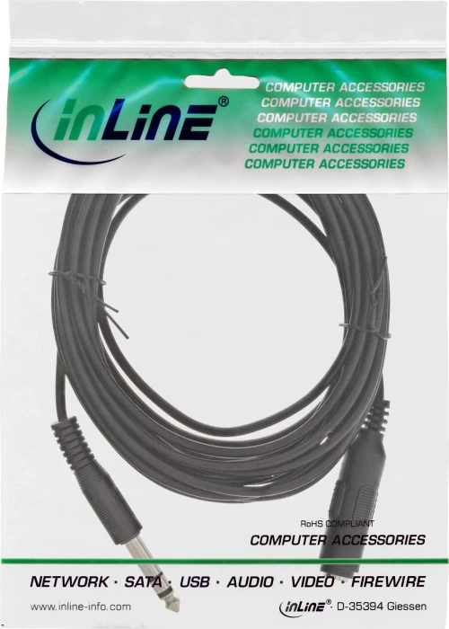 InLine 6.3mm Klinke Verlängerungskabel schwarz 5m