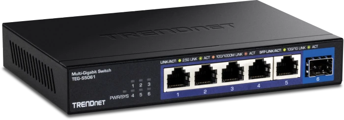 TRENDnet TEG-S Desktop 2.5G Switch, 5x RJ-45, 1x SFP+